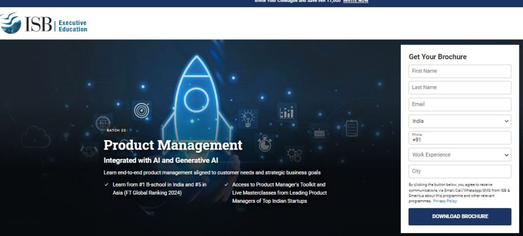 ISB Executive Education’s Product Management (Integrated with AI and Generative AI)